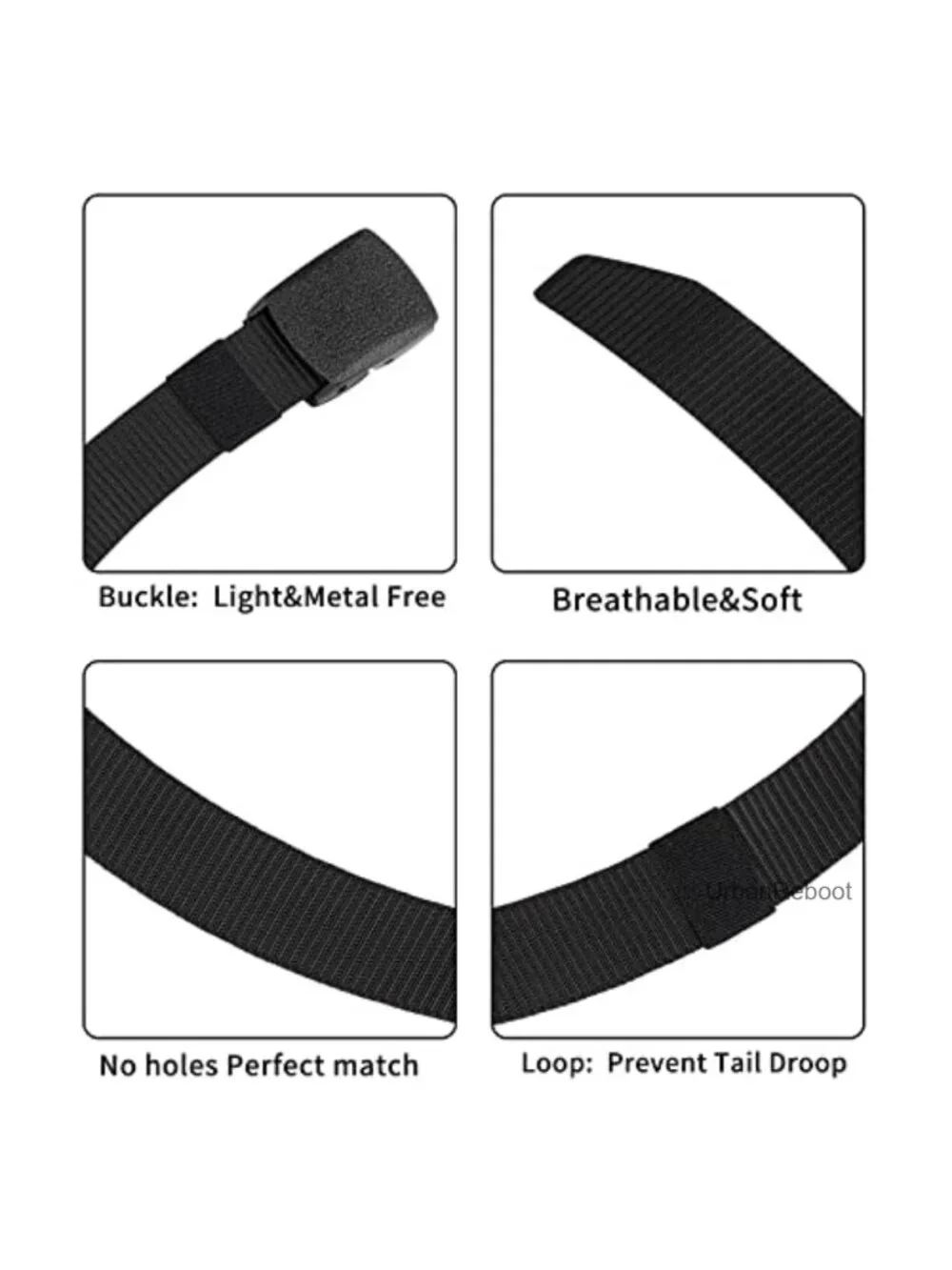 6 Pack Tactical Nylon Belt Plastic Buckle Metal Free Canvas Webbing Outdoor
